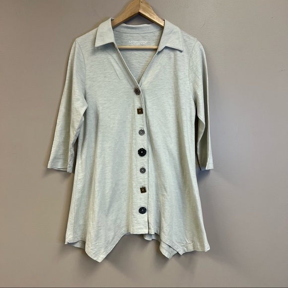 Soft surroundings Danielle button up tunic long sleeve cotton collared top small - Picture 4 of 11